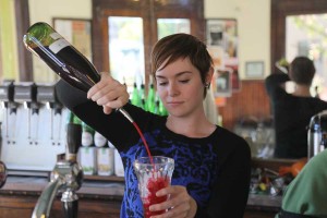 Rachel making drink